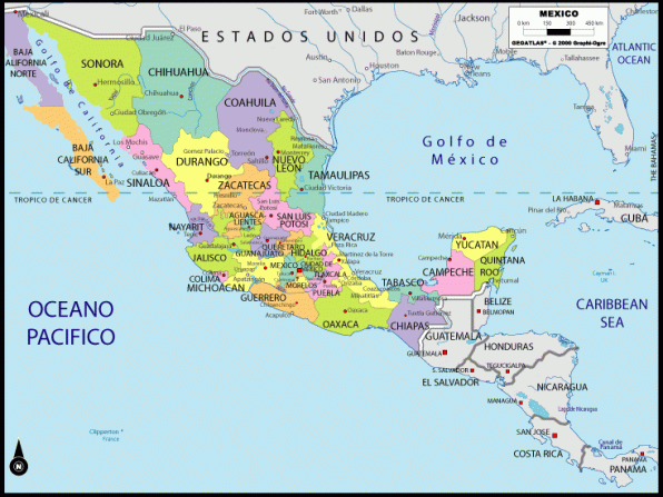 mexico mapa politico espanol